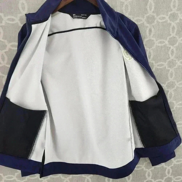 Under Armour Full Zip Navy Blue Windbreaker Mock neck Men's Sweatshirt Small - Picture 7 of 10